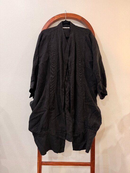 Black Crane Jackets & Blazers - Black Crane - 100% Linen Black Duster / Cardigan - O/S